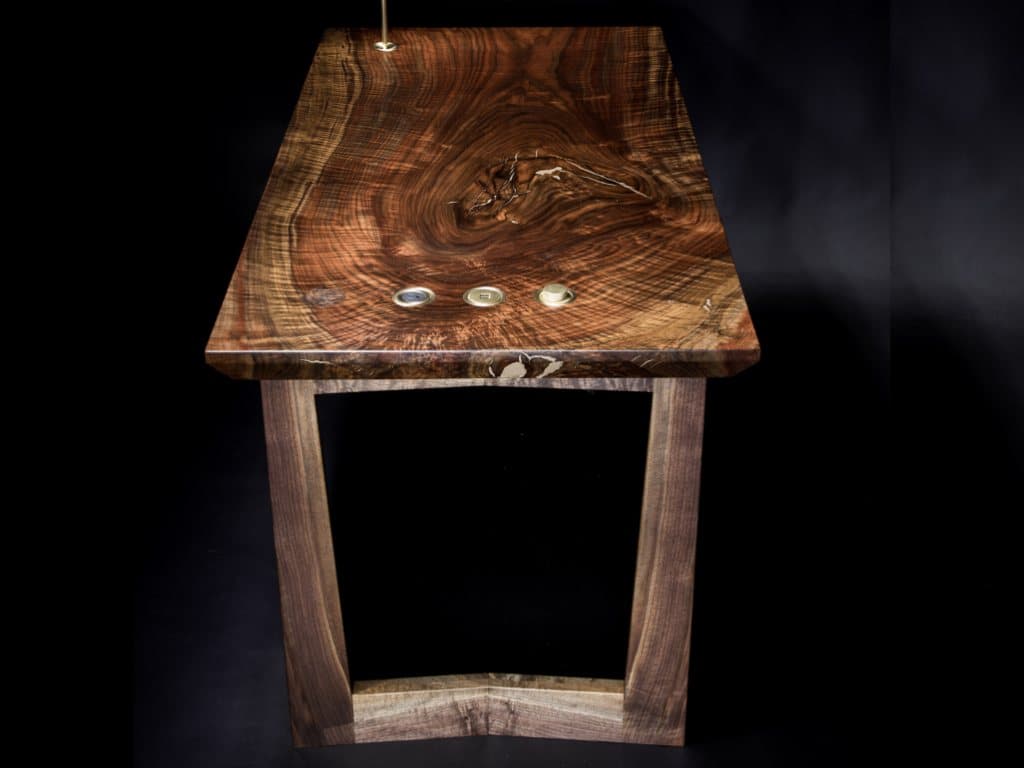 Brass Walnut Single Slab Desk, photo 1 of 11