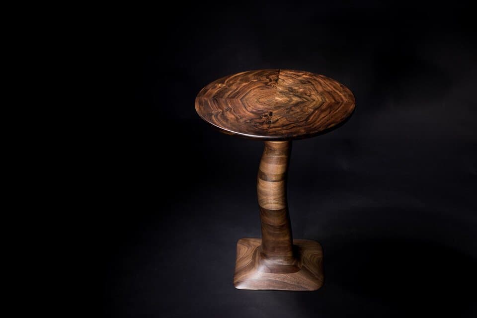 Sculpted End Table With Burl Bookmatch, photo 1 of 4